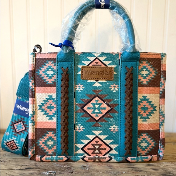 Wrangler Handbags - Wrangler Blue and Pink Aztec/western/crossbody purse/tote bag